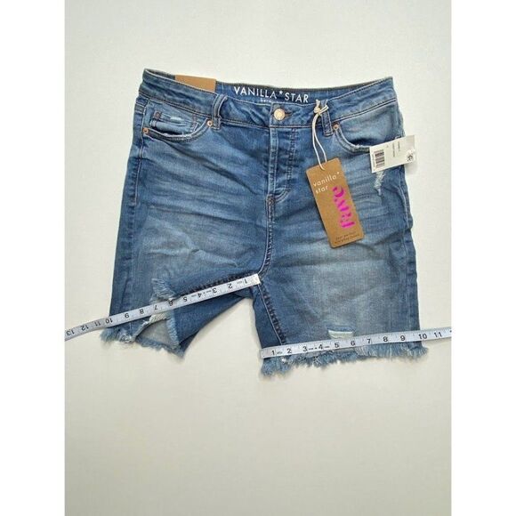 Vanilla Star Bermuda Jean Shorts 11 Juniors' Ripped Frayed Distressed Stretch - Picture 4 of 7